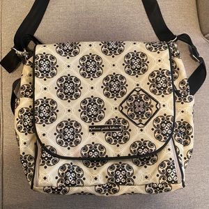 Petunia Pickle Bottom boxy backpack baby bag in black/tan